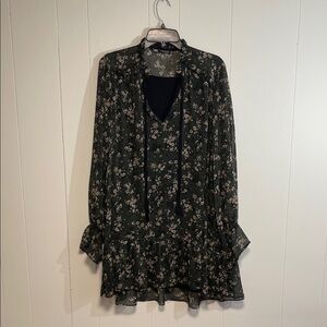 Zara Black and green  Floral dress new size XL